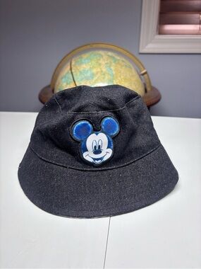 Disney Black Bucket Hat with Blue-Accented Mickey Patch